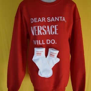 Versace Red Crewneck Sweater with White Text